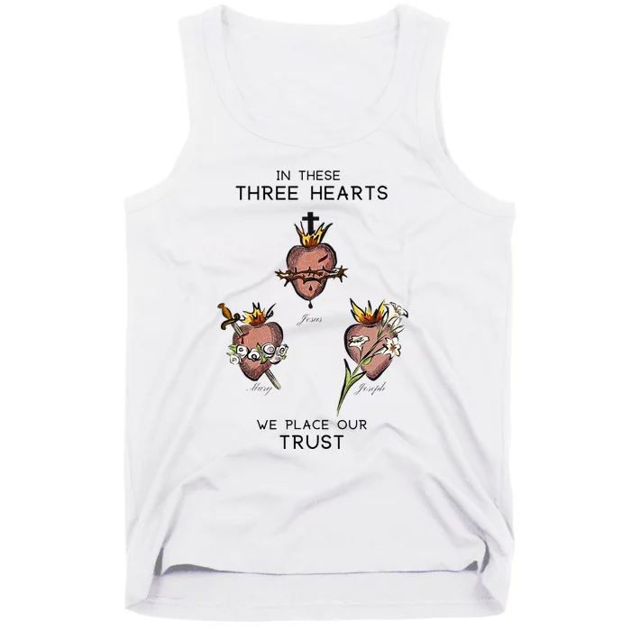 Three Sacred Hearts Of Jesus Mary Joseph Jmj Catholic Tank Top