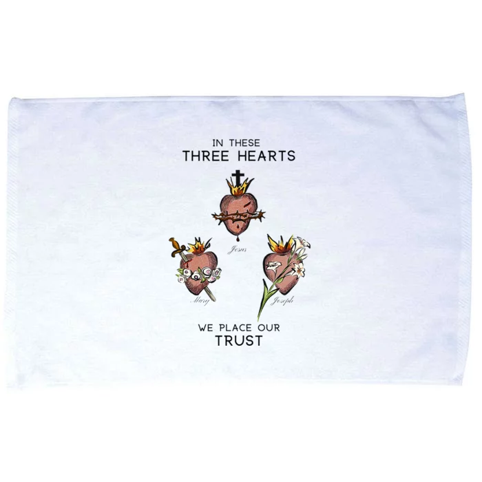 Three Sacred Hearts Of Jesus Mary Joseph Jmj Catholic Microfiber Hand Towel