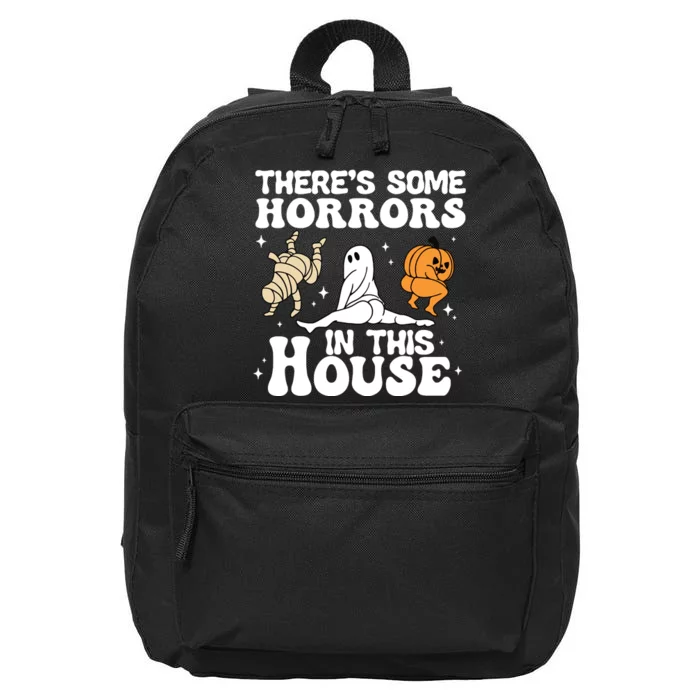 Theres Some Horrors In This House Ghost Pumpkin Halloween 16 in Basic Backpack