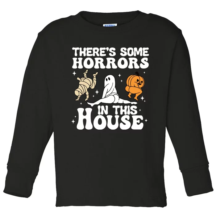 Theres Some Horrors In This House Ghost Pumpkin Halloween Toddler Long Sleeve Shirt