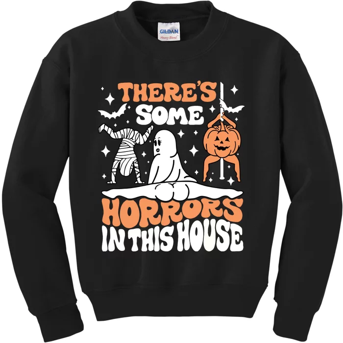 Theres Some Horrors In This House Ghost Pumpkin Halloween Kids Sweatshirt