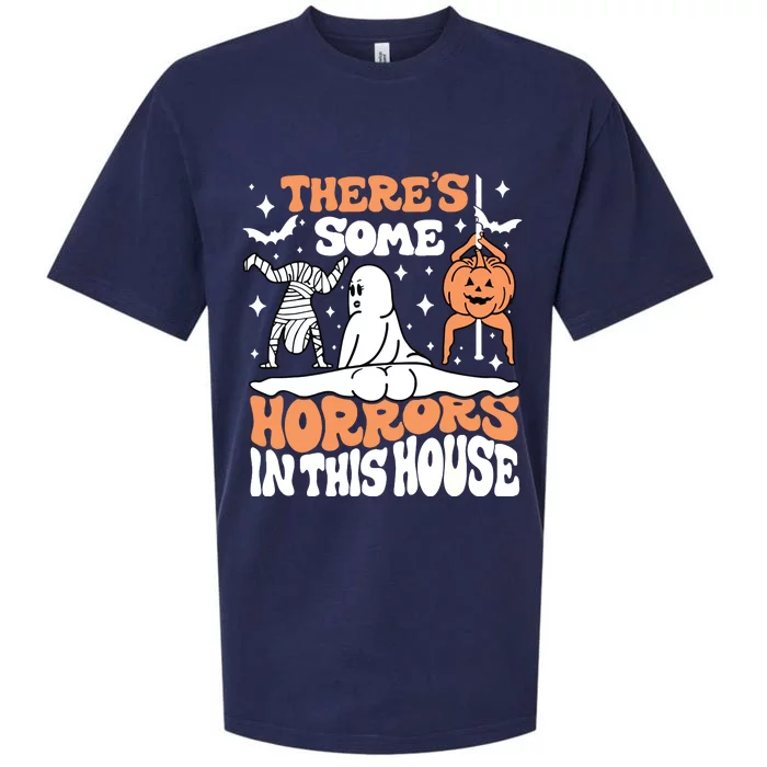 Theres Some Horrors In This House Ghost Pumpkin Halloween Sueded Cloud Jersey T-Shirt