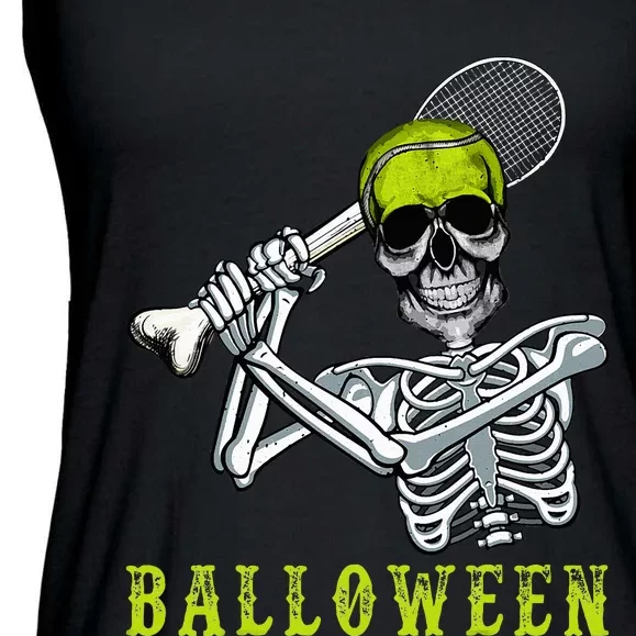 Tennis Skeleton Halloween Spooky Tennis Halloween Ladies Essential Flowy Tank