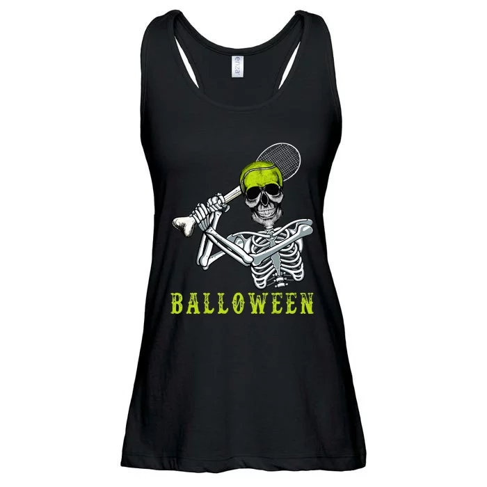 Tennis Skeleton Halloween Spooky Tennis Halloween Ladies Essential Flowy Tank