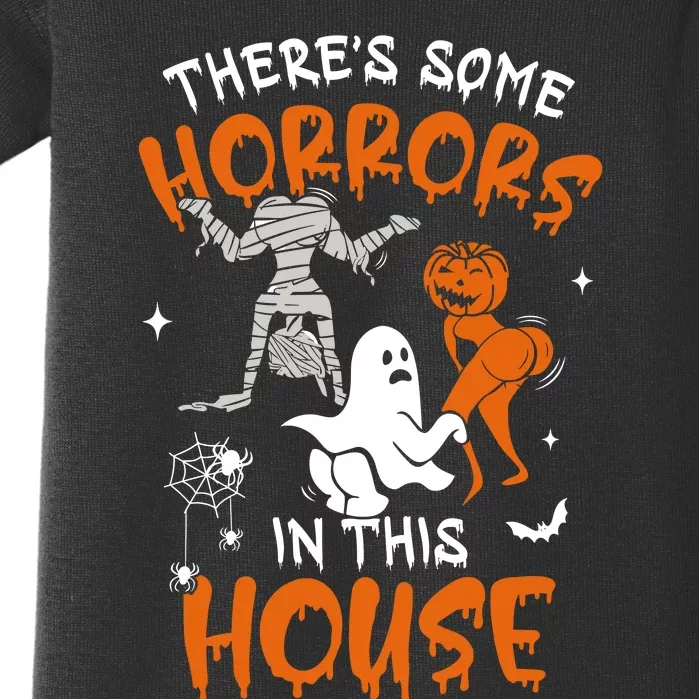 Theres Some Horrors In This House Ghost Pumpkin Halloween Baby Bodysuit