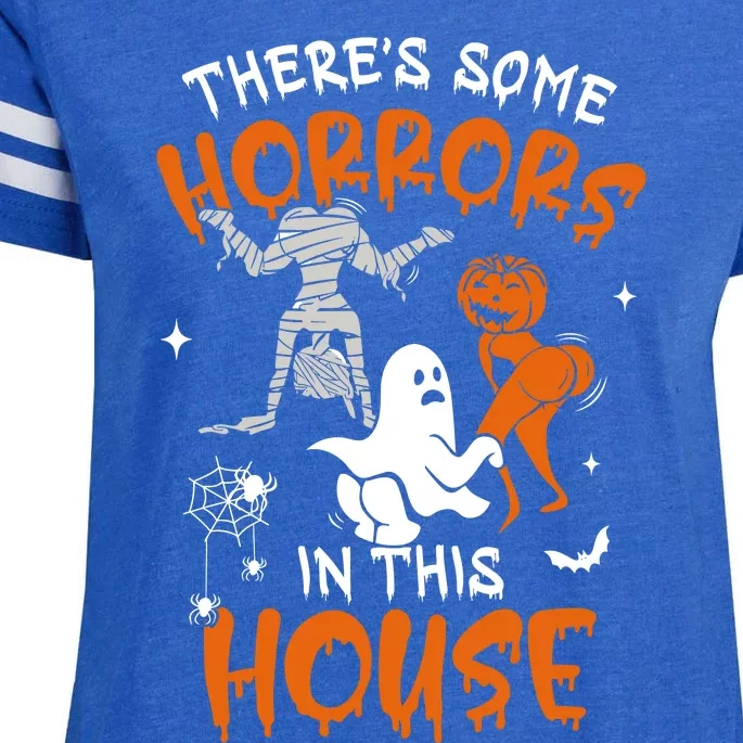 Theres Some Horrors In This House Ghost Pumpkin Halloween Enza Ladies Jersey Football T-Shirt