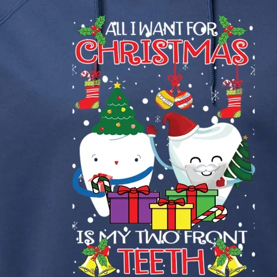 Teeth Santa Hat Ugly Christmas Sweater For Dental Asistant Gift Performance Fleece Hoodie