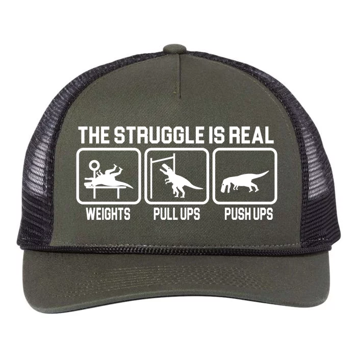 The Struggle Is Real Funny TRex Retro Rope Trucker Hat Cap