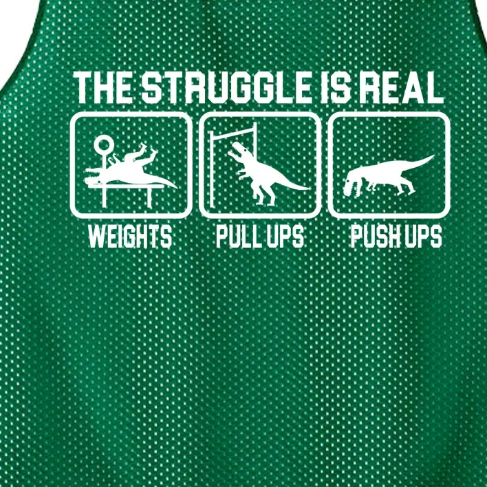 The Struggle Is Real Funny TRex Mesh Reversible Basketball Jersey Tank