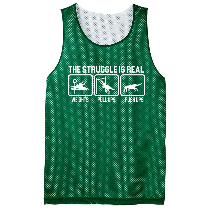 The Struggle Is Real Funny TRex Mesh Reversible Basketball Jersey Tank