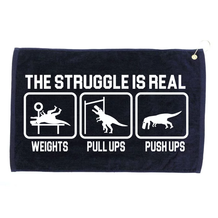 The Struggle Is Real Funny TRex Grommeted Golf Towel