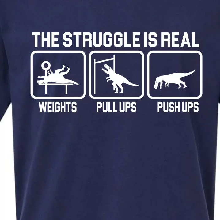 The Struggle Is Real Funny TRex Sueded Cloud Jersey T-Shirt