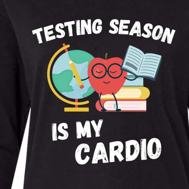 Testing Season Is My Cardio Students Test Teachers Day Gift Womens Cotton Relaxed Long Sleeve T-Shirt