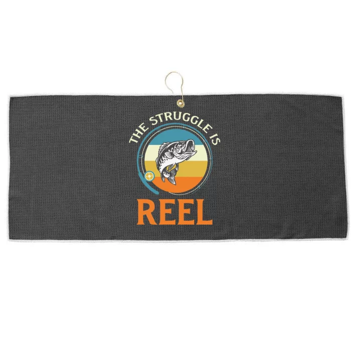 The Struggle Is Reel Bass Fishing Large Microfiber Waffle Golf Towel