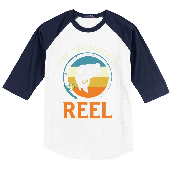 The Struggle Is Reel Bass Fishing Baseball Sleeve Shirt