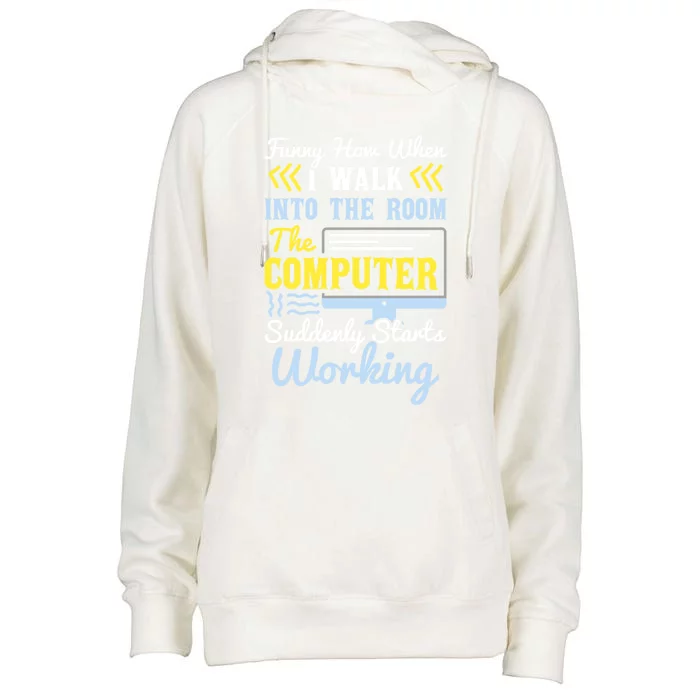 Tech Support I Computer Starts Working For Computer Geek Gift Womens Funnel Neck Pullover Hood