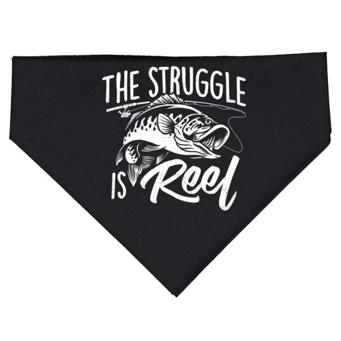 The Struggle Is Reel Fish Fishing Lover Angling Angler USA-Made Doggie Bandana