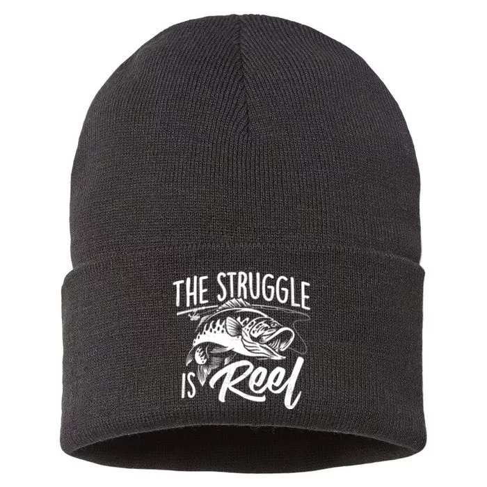 The Struggle Is Reel Fish Fishing Lover Angling Angler Sustainable Knit Beanie