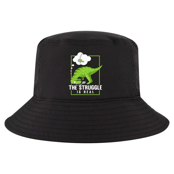 The Struggle Is Real Sword Fighting Dinosaur Fencer Fencing Cool Comfort Performance Bucket Hat