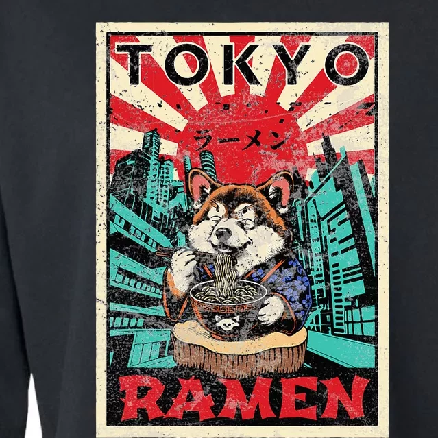 Tokyo Shiba Inu Ramen Noodles Kawaii Japanese Asian Foodie Cropped Pullover Crew