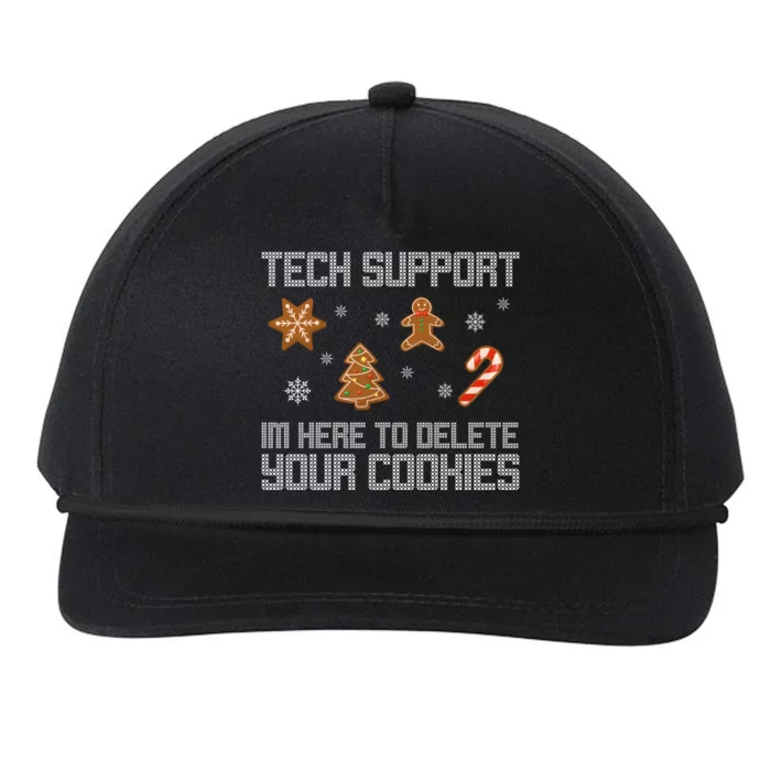 Tech Support I'm Here To Delete Your Cookies Funny Christmas Snapback Five-Panel Rope Hat