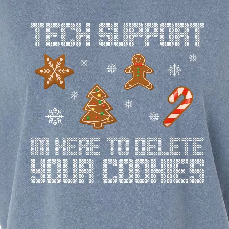 Tech Support I'm Here To Delete Your Cookies Funny Christmas Garment-Dyed Women's Muscle Tee