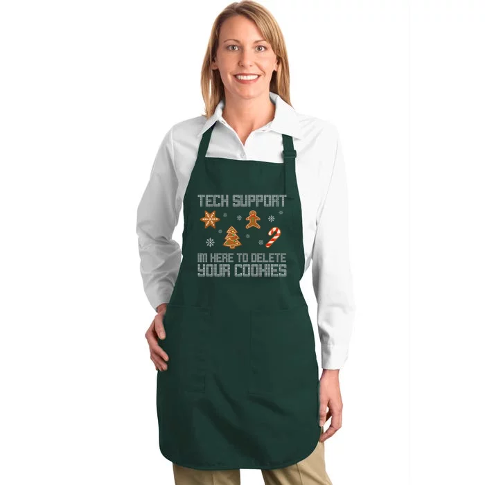 Tech Support I'm Here To Delete Your Cookies Funny Christmas Full-Length Apron With Pocket