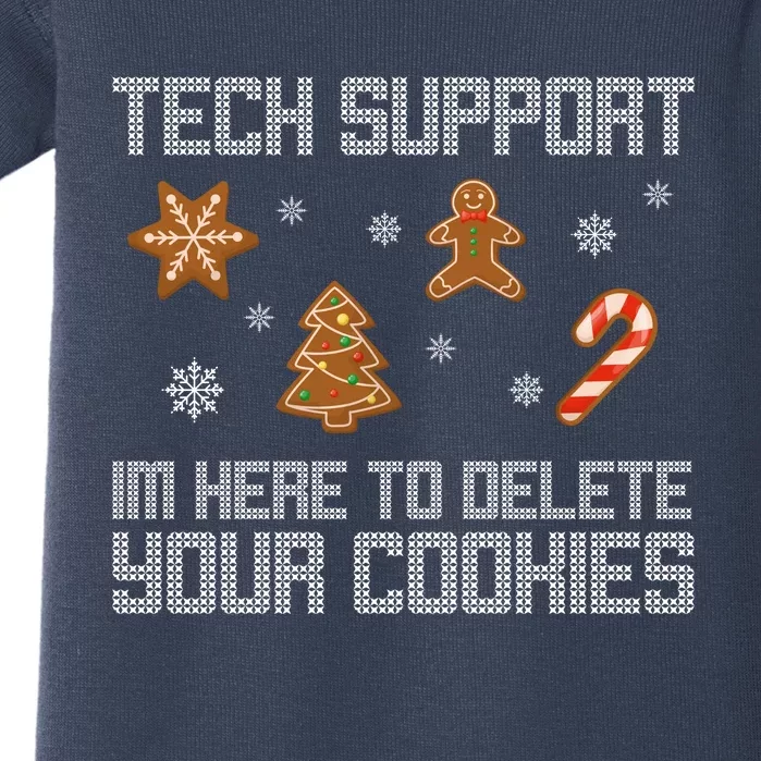 Tech Support I'm Here To Delete Your Cookies Funny Christmas Baby Bodysuit