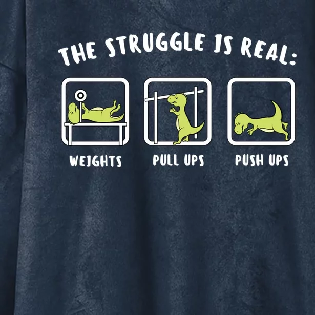 The Struggle Is Real Dinosaur Fitness Trex Gym Lover Meaningful Gift Hooded Wearable Blanket