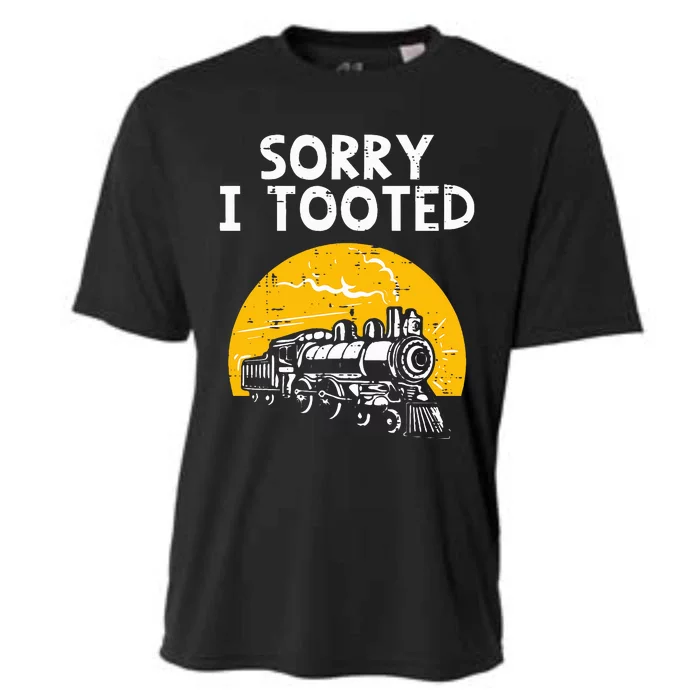 Train Sorry I Tooted Funny Locomotive Railroad Cooling Performance Crew T-Shirt