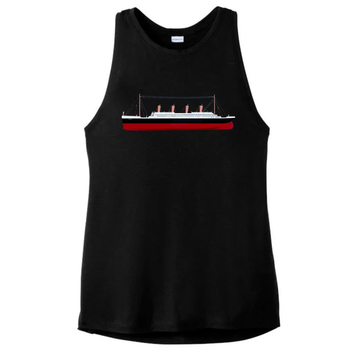 Titanic Ship Illustration Ladies Tri-Blend Wicking Tank