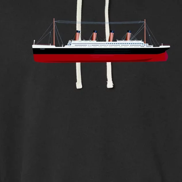 Titanic Ship Illustration Garment-Dyed Fleece Hoodie