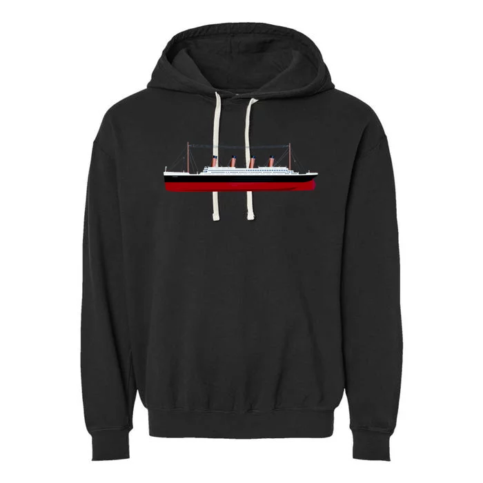 Titanic Ship Illustration Garment-Dyed Fleece Hoodie