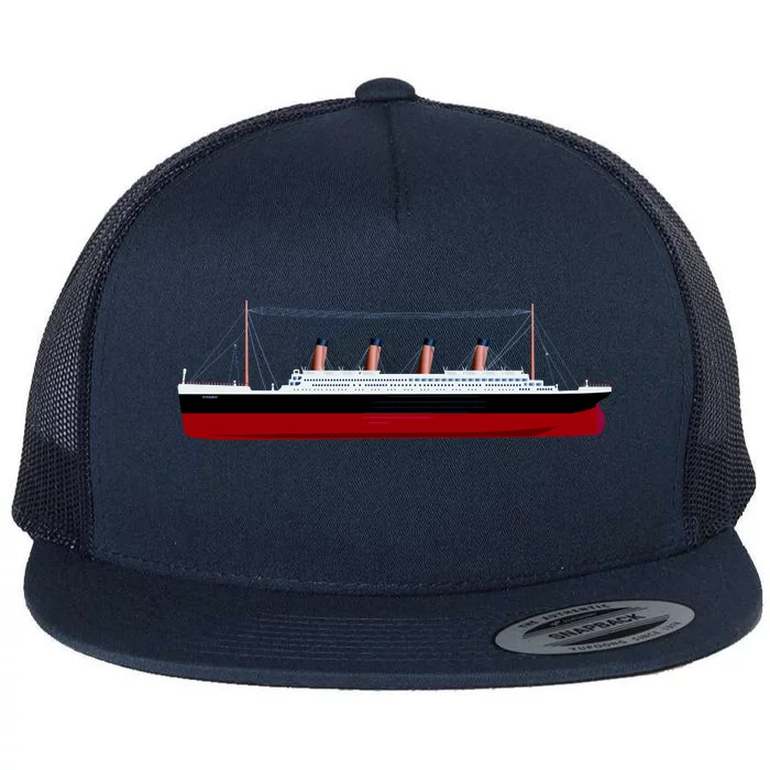 Titanic Ship Illustration Flat Bill Trucker Hat