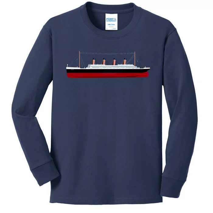 Titanic Ship Illustration Kids Long Sleeve Shirt