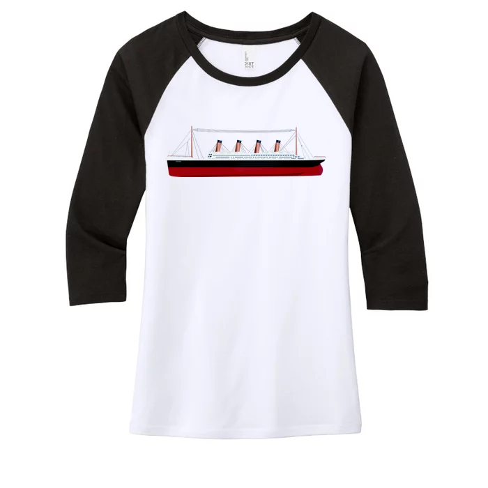 Titanic Ship Illustration Women's Tri-Blend 3/4-Sleeve Raglan Shirt