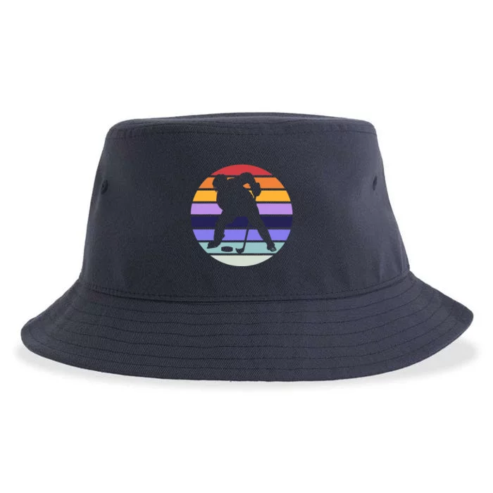 Team Sport | Ice Hockey Lover | Retro Ice Hockey Player Sustainable Bucket Hat