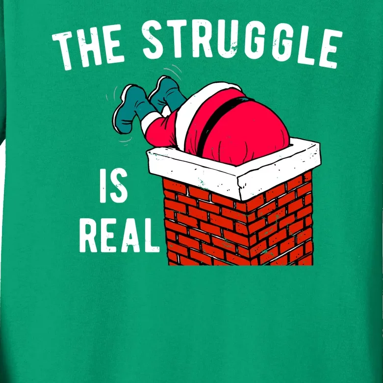 The Struggle Is Real Santa Funny Holiday Kids Long Sleeve Shirt