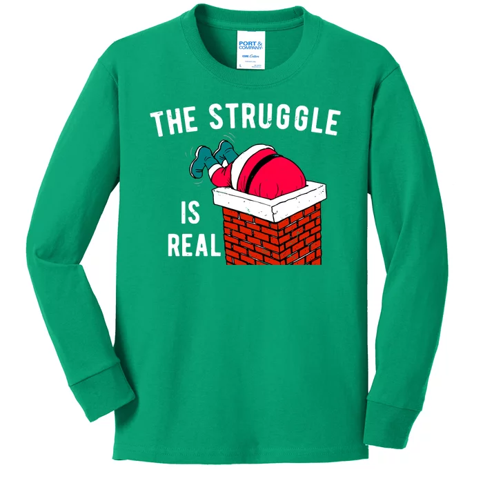 The Struggle Is Real Santa Funny Holiday Kids Long Sleeve Shirt