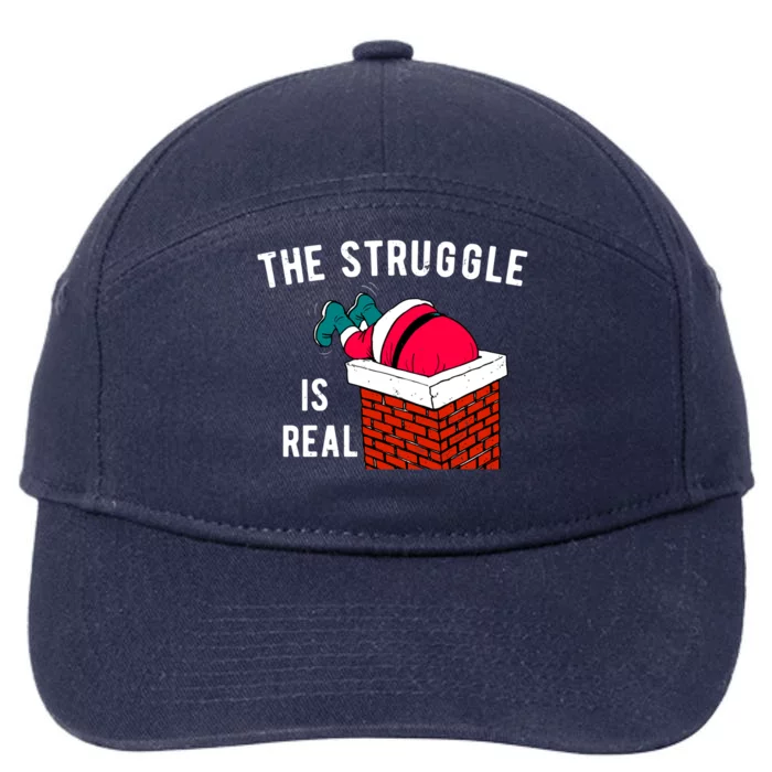 The Struggle Is Real Santa Funny Holiday 7-Panel Snapback Hat