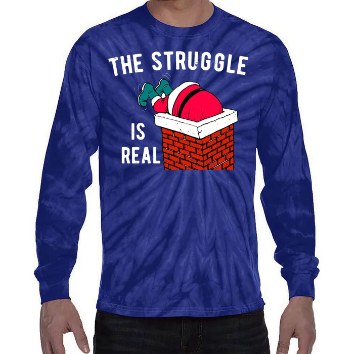 The Struggle Is Real Santa Funny Holiday Tie-Dye Long Sleeve Shirt