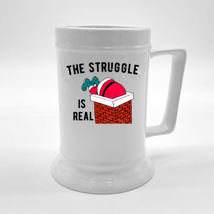 The Struggle Is Real Santa Funny Holiday Front & Back Beer Stein