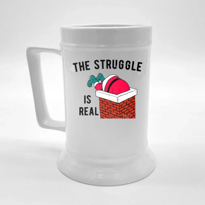 The Struggle Is Real Santa Funny Holiday Front & Back Beer Stein