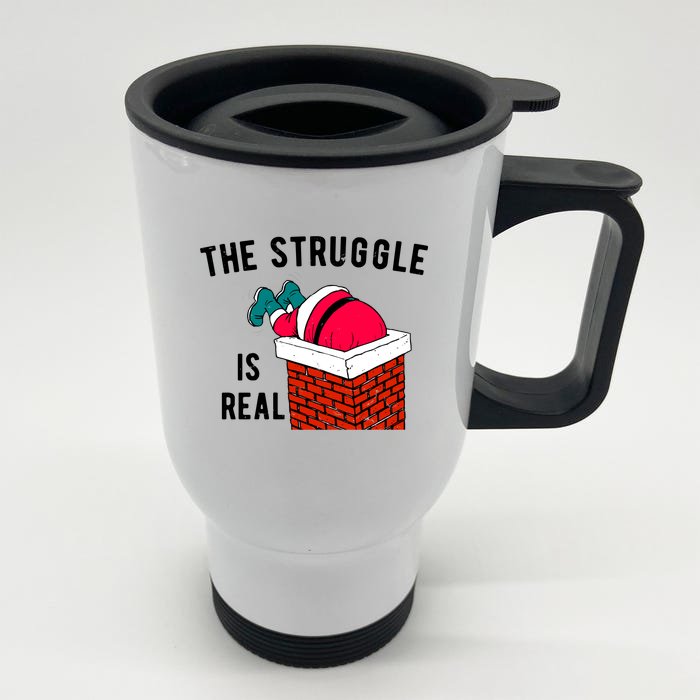 The Struggle Is Real Santa Funny Holiday Front & Back Stainless Steel Travel Mug