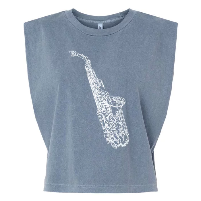 Tenor Saxophone Jazz Music Saxophonist Funny Gift Garment-Dyed Women's Muscle Tee