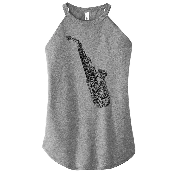 Tenor Saxophone Jazz Music Saxophonist Funny Gift Women’s Perfect Tri Rocker Tank