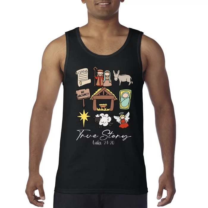 True Story Jesus Christmas Nativity Scene Christian Tank Top