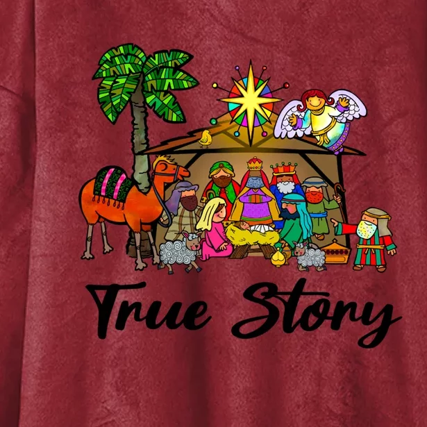 True Story Jesus Christmas Nativity Christian Catholic Hooded Wearable Blanket