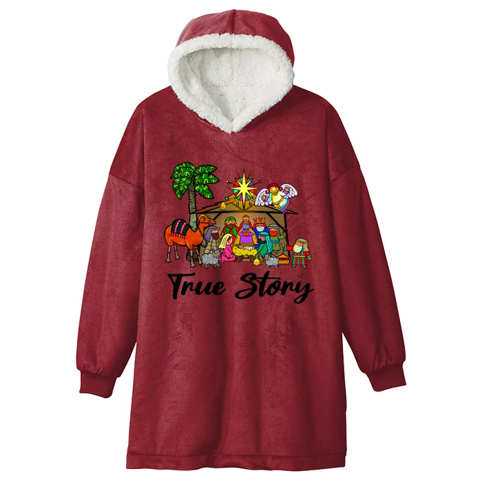 True Story Jesus Christmas Nativity Christian Catholic Hooded Wearable Blanket