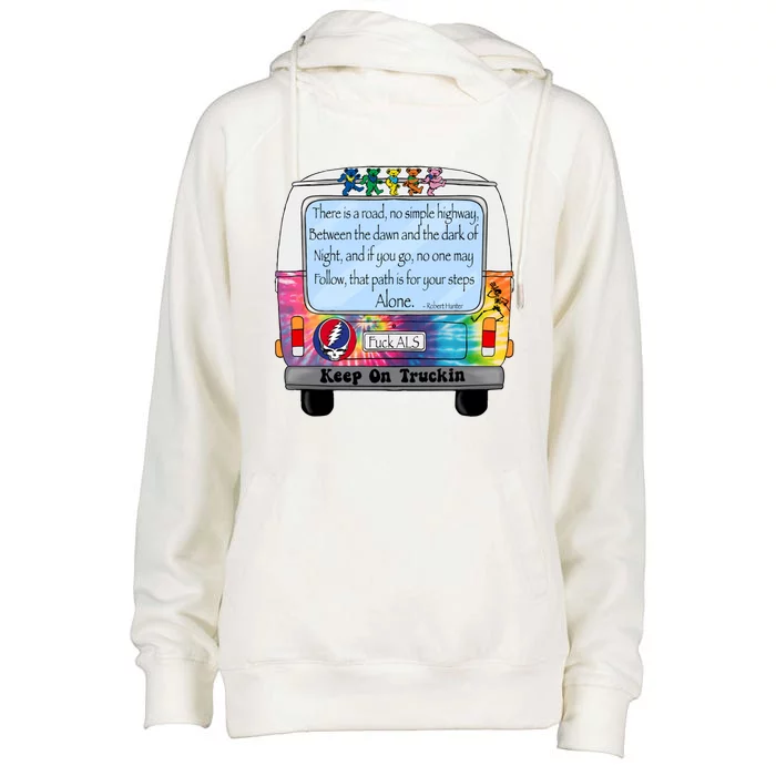 Truckin Shirts Keep On Truckin Womens Funnel Neck Pullover Hood